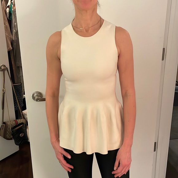 Theory Tops - Theory Peplum Top in Cream, Size Petite